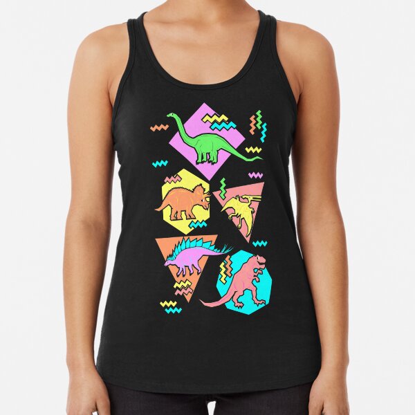Nineties Dinosaurs Pattern Racerback Tank Top