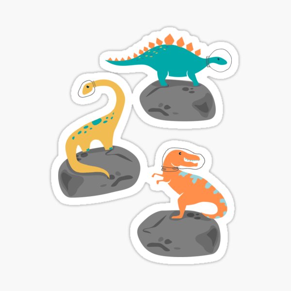 Dinosaurs Floating on an Asteroid Sticker