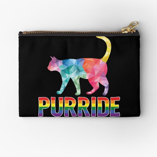 Purride Cat LGBT Gay Pride Rainbow Flag Proud Bisexual Transgender Lesbian Homosexual Cat Mom Kitten Lovers Women Gifts Zipper Pouch