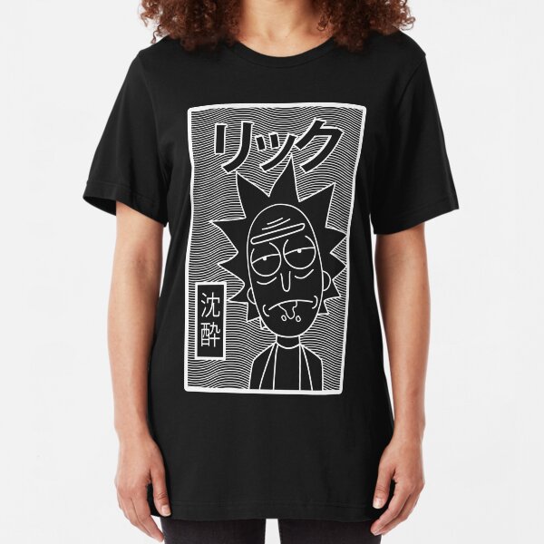Rick and Morty | Retro Japanese Rick (Negative) Slim Fit T-Shirt