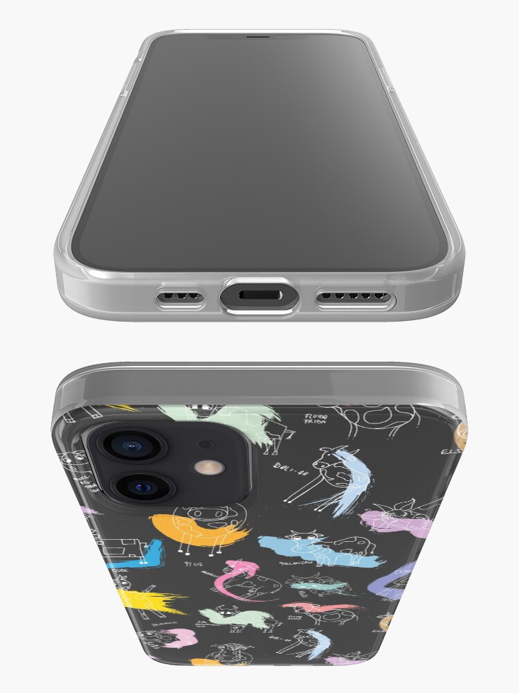 Alternate view of Funny cows line drawing with color splashes dark iPhone Case & Cover