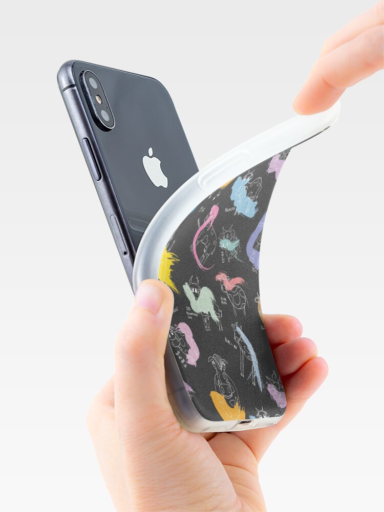 Alternate view of Funny cows line drawing with color splashes dark iPhone Case & Cover