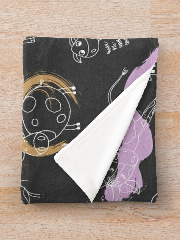 Alternate view of Funny cows line drawing with color splashes dark Throw Blanket
