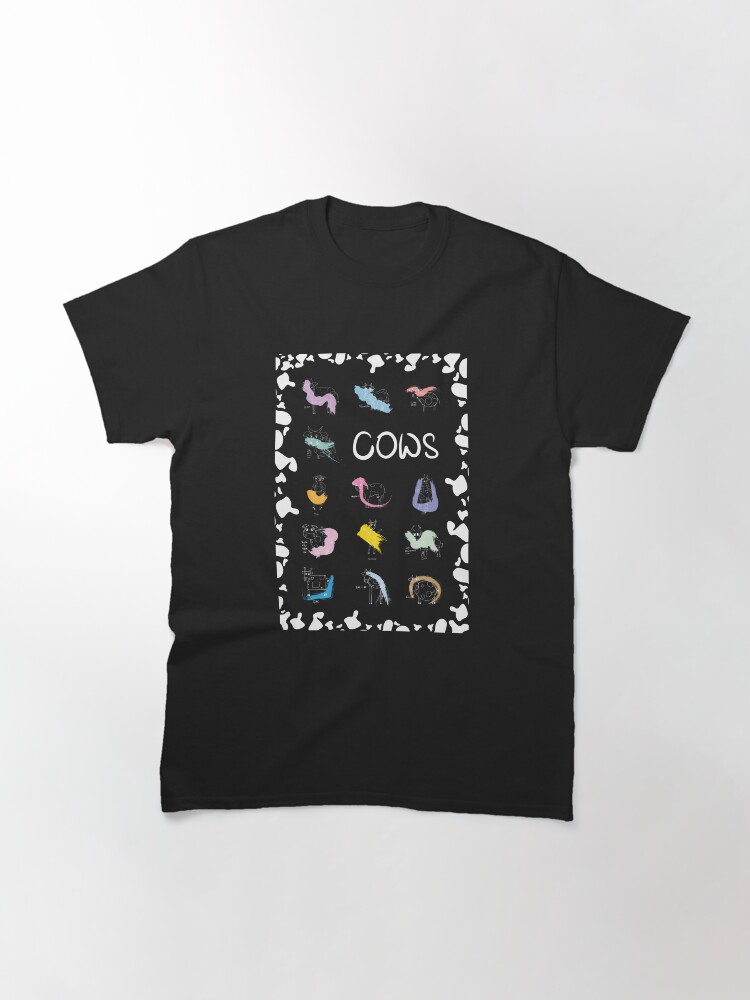 Alternate view of Funny cows line drawing with color splashes dark Classic T-Shirt