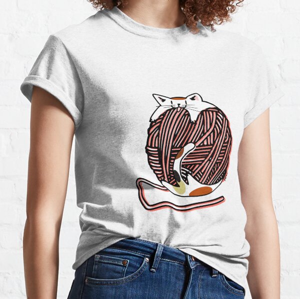 Wool Ball Robber Cat - Living Coral Classic T-Shirt
