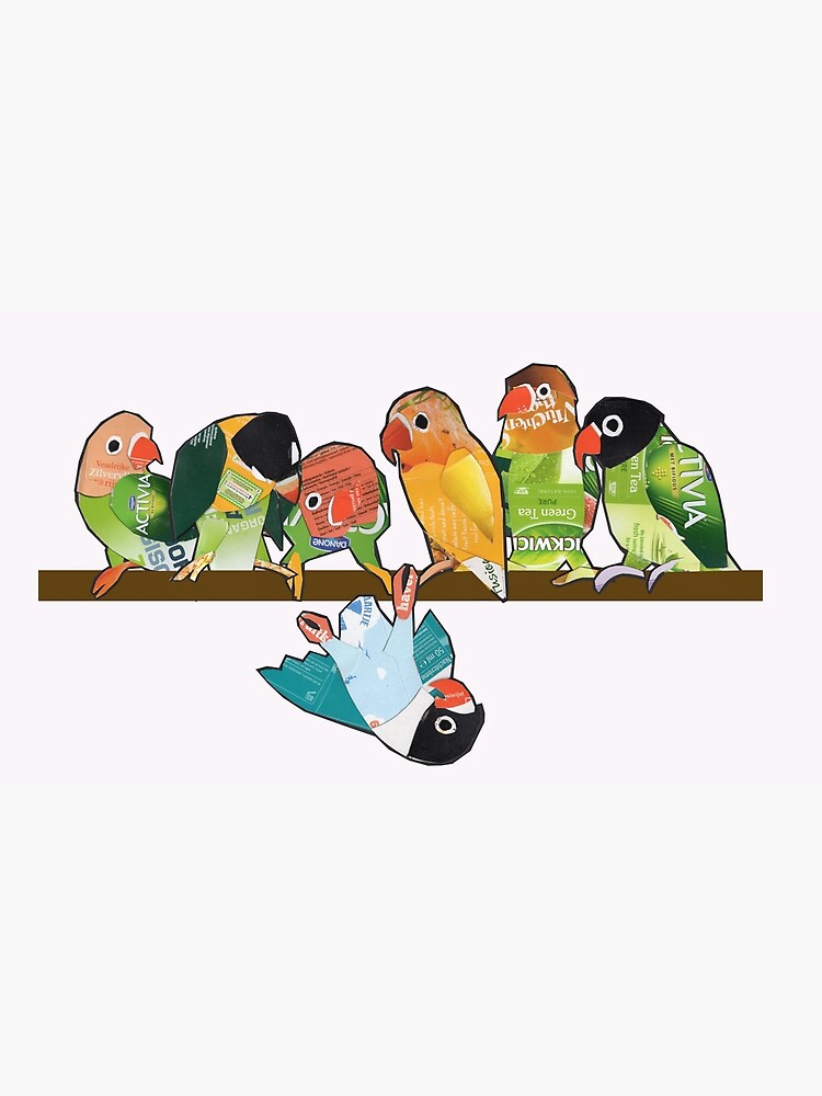 Thumbnail 3 of 3, Poster, Seven lovebirds designed and sold by Ruud van Koningsbrugge.