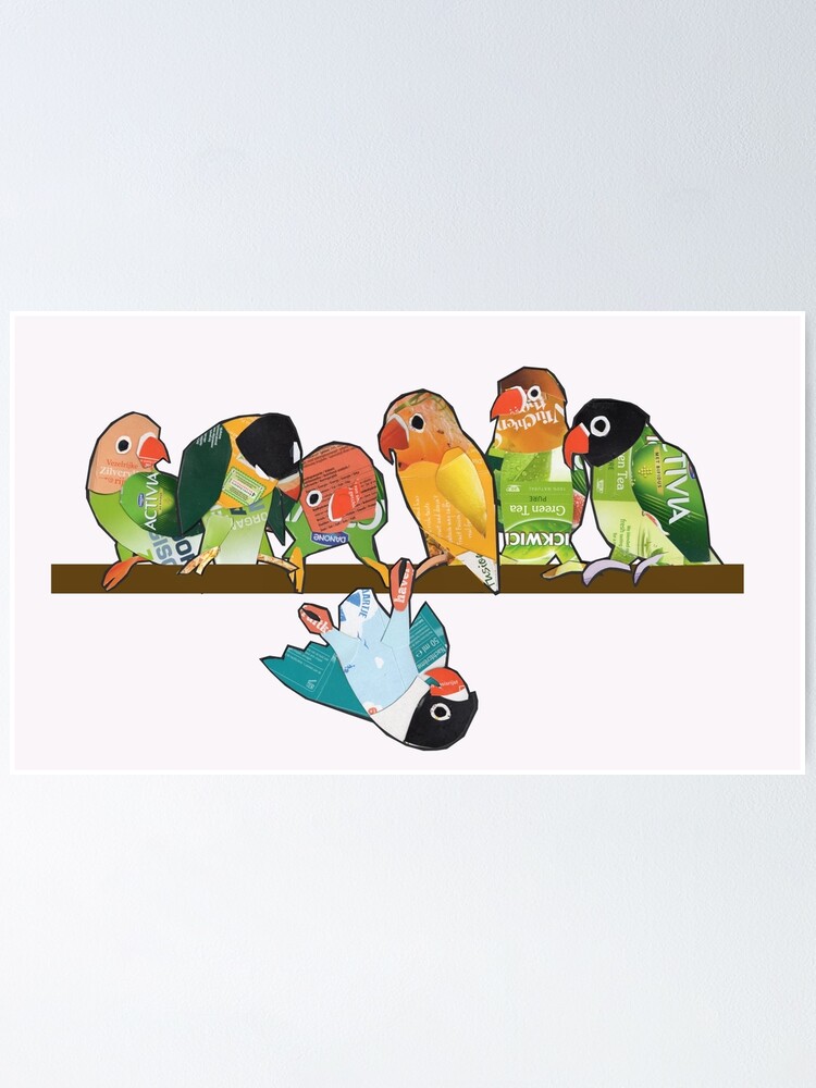 Poster, Seven lovebirds designed and sold by Ruud van Koningsbrugge