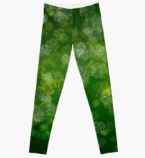 Dreamy Lucky Shamrock Bokeh Leggings