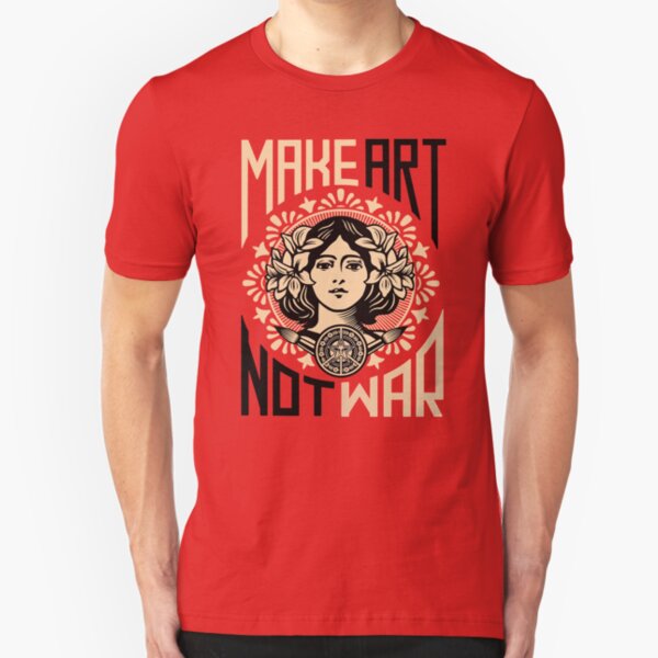 Make Art Not War Symbol Slim Fit T-Shirt
