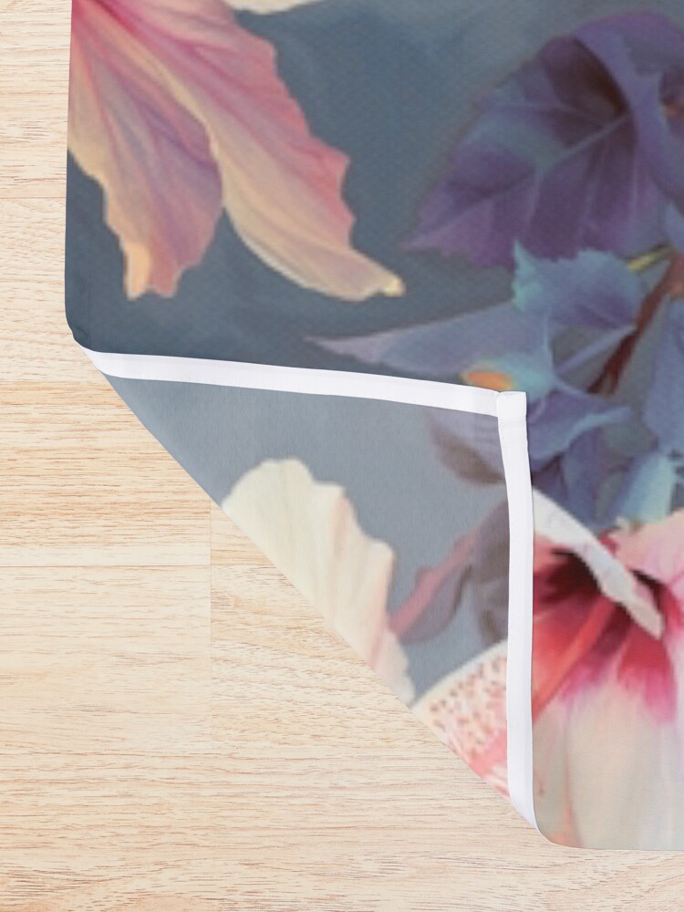 Alternate view of Butterflies and Hibiscus Flowers - a painted pattern Shower Curtain