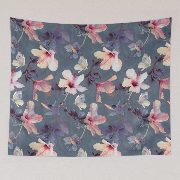 Item preview, Butterflies and Hibiscus Flowers - a painted pattern designed and sold by micklyn.