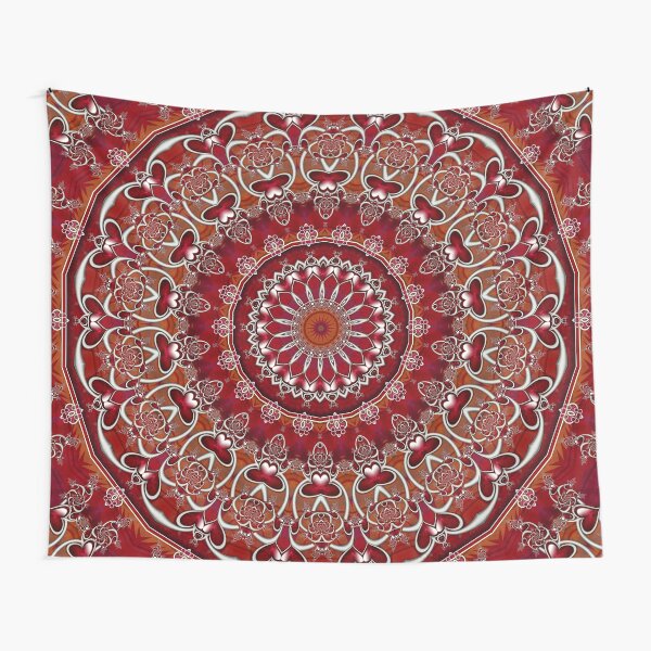 Ruby Red Mandala Tapestry