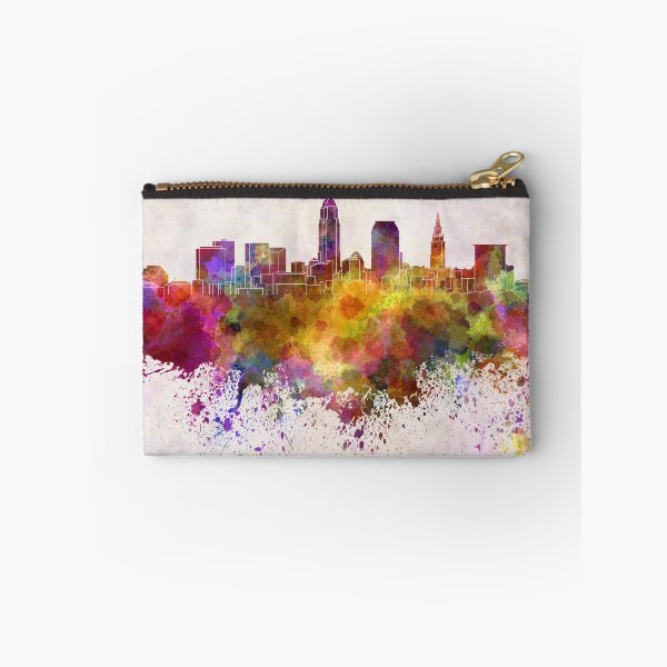 Item preview, Cleveland skyline in watercolor background designed and sold by paulrommer.