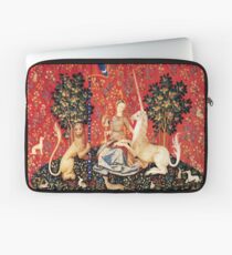 LADY AND UNICORN, SIGHT Red Green Fantasy Blumen, Tiere Laptoptasche
