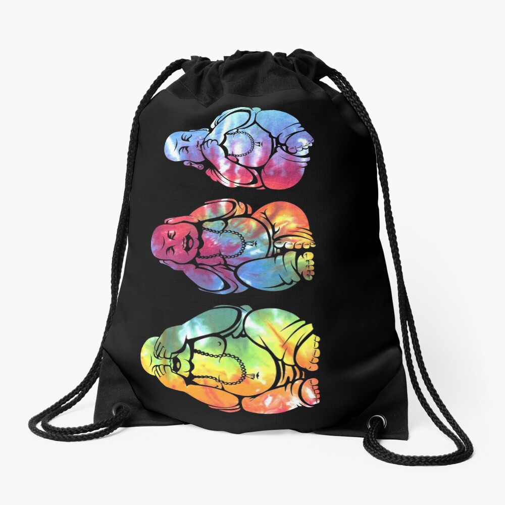 Buddhas: See no, Hear no, Speak no evil (vertical) Drawstring Bag