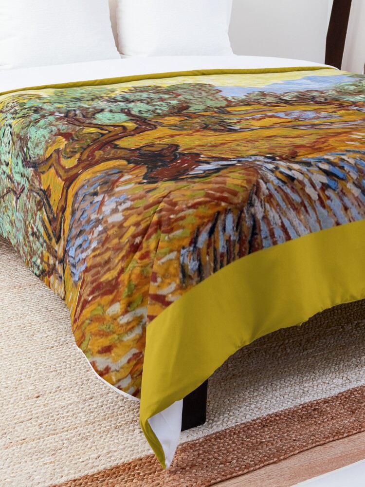 Alternate view of Van Gogh - Olive Trees with Yellow Sky and Sun Comforter