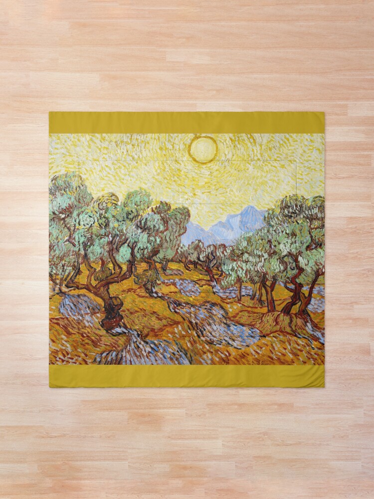Alternate view of Van Gogh - Olive Trees with Yellow Sky and Sun Comforter