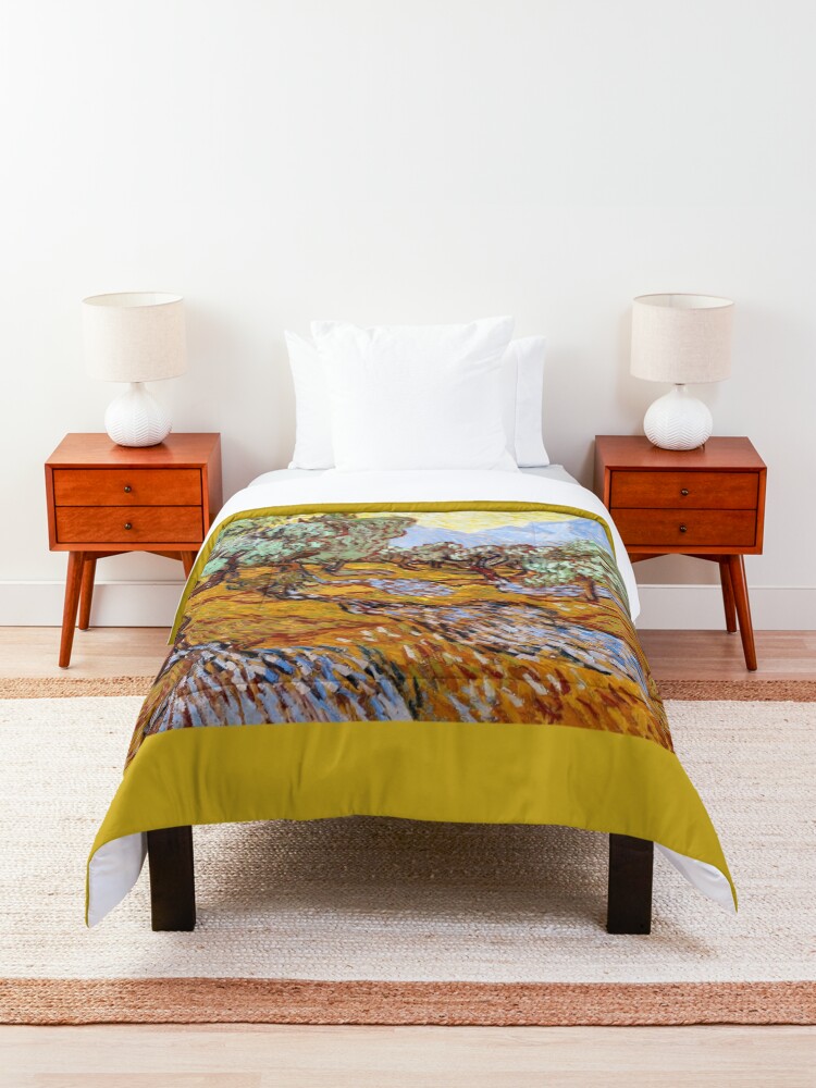 Alternate view of Van Gogh - Olive Trees with Yellow Sky and Sun Comforter