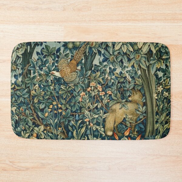 Woodland Animals Bath Mat Navy Kids Bathroom Decor Boys Girls Owl Squirrel  Hare Shower Mat Boho Bathroom Mat Forest Animals Trees 