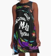 ALICE in WONDERLAND : Abstract Psychedelic Mad Fantasy Print A-Line Dress