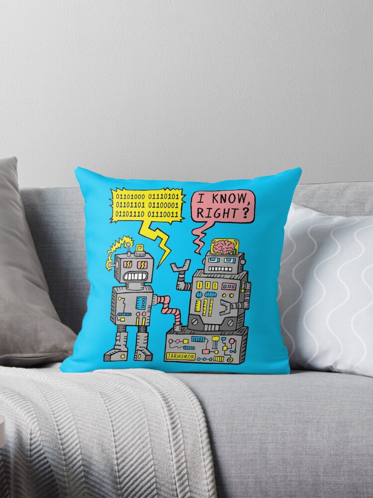 Thumbnail 1 of 4, Pillow, Robot Talk designed and sold by jarhumor.