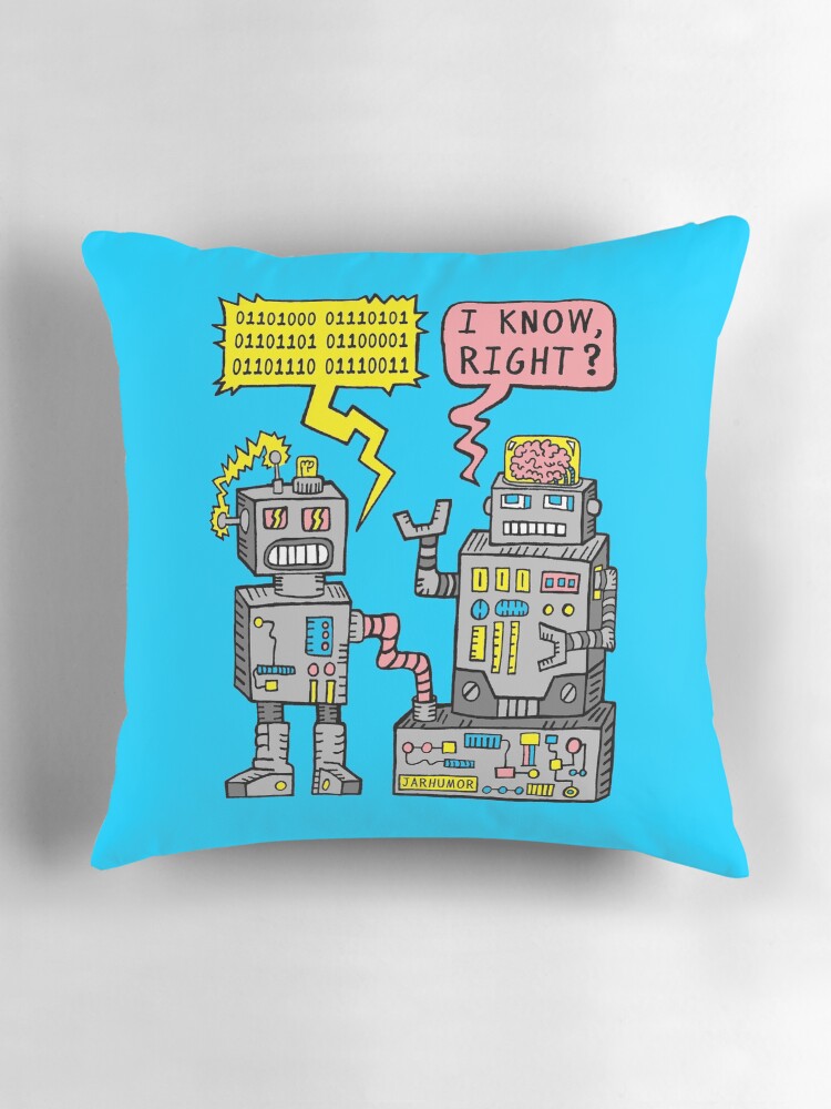Thumbnail 3 of 4, Pillow, Robot Talk designed and sold by jarhumor.
