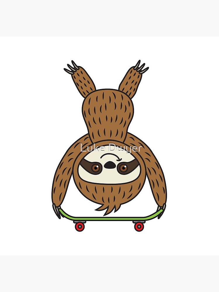 Skate Sloth Hand Stand Funny Cartoon skater skateboarding Cute Character Skate Sloth Hand Stand Funny Cartoon skater skateboarding Cute Character