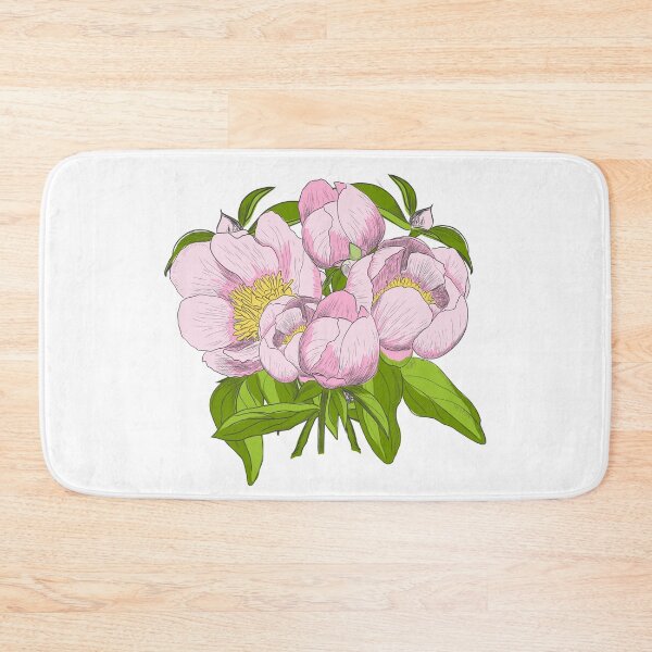 Item preview, Pattern with hand drawn peonies on a background with zigzag pattern. Retro-style. designed and sold by Skaska.
