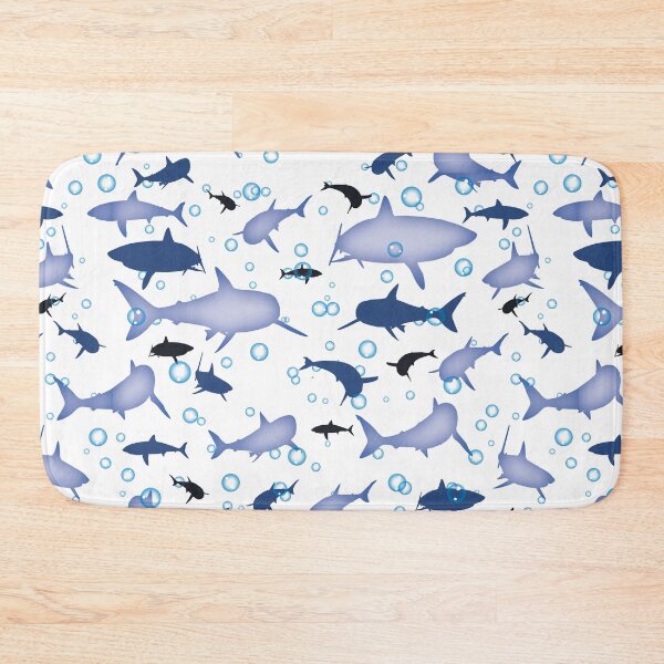 Item preview, White and Blue Shark Pattern designed and sold by TMBTM.