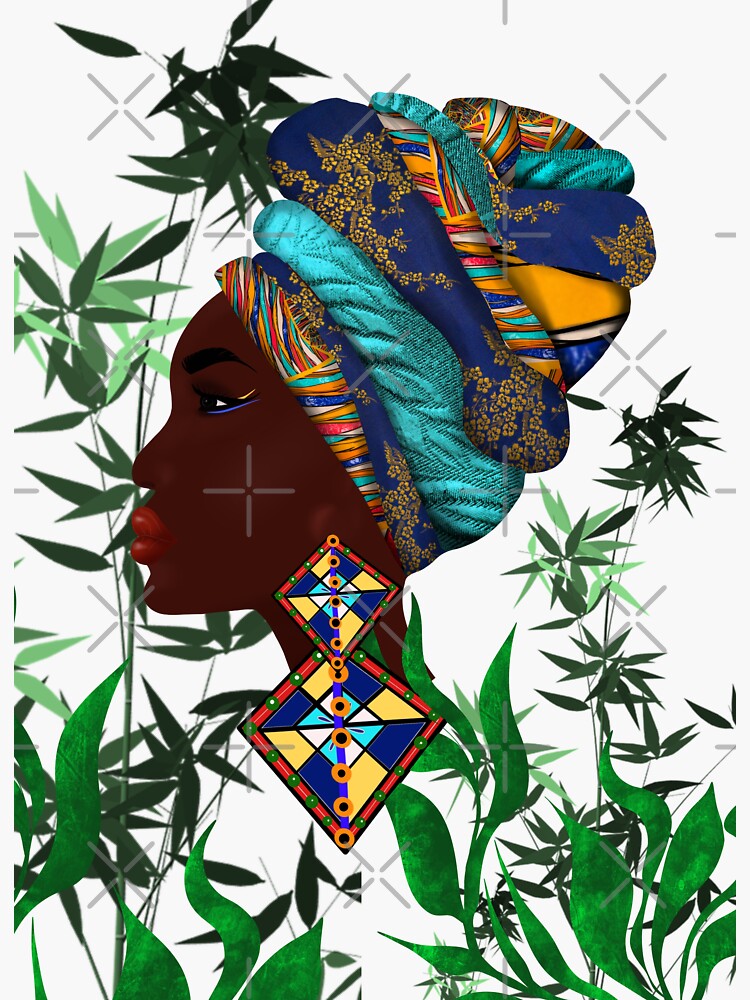 Aperçu 3 sur 3. Sticker avec l'œuvre Art de la femme africaine créée et vendue par bambino12345678.