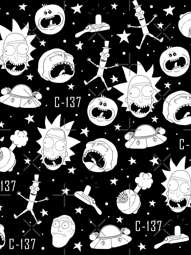 Black and white Rick and Morty pattern by ValentinaHramov