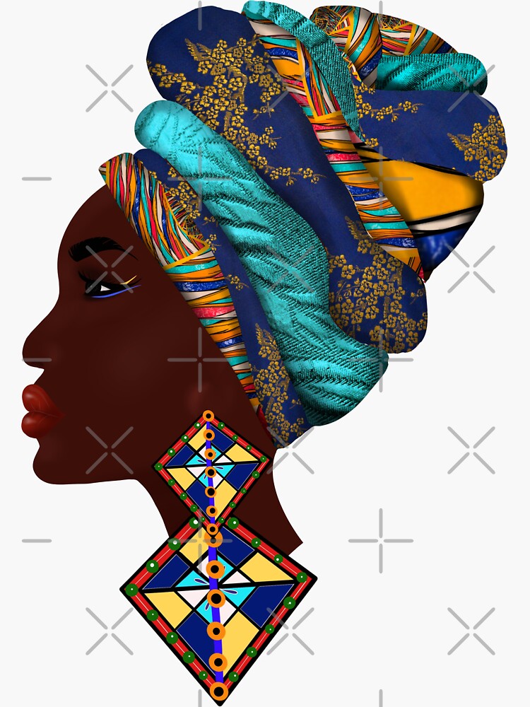 Aperçu 3 sur 3. Sticker avec l'œuvre Art de la femme africaine créée et vendue par bambino12345678.