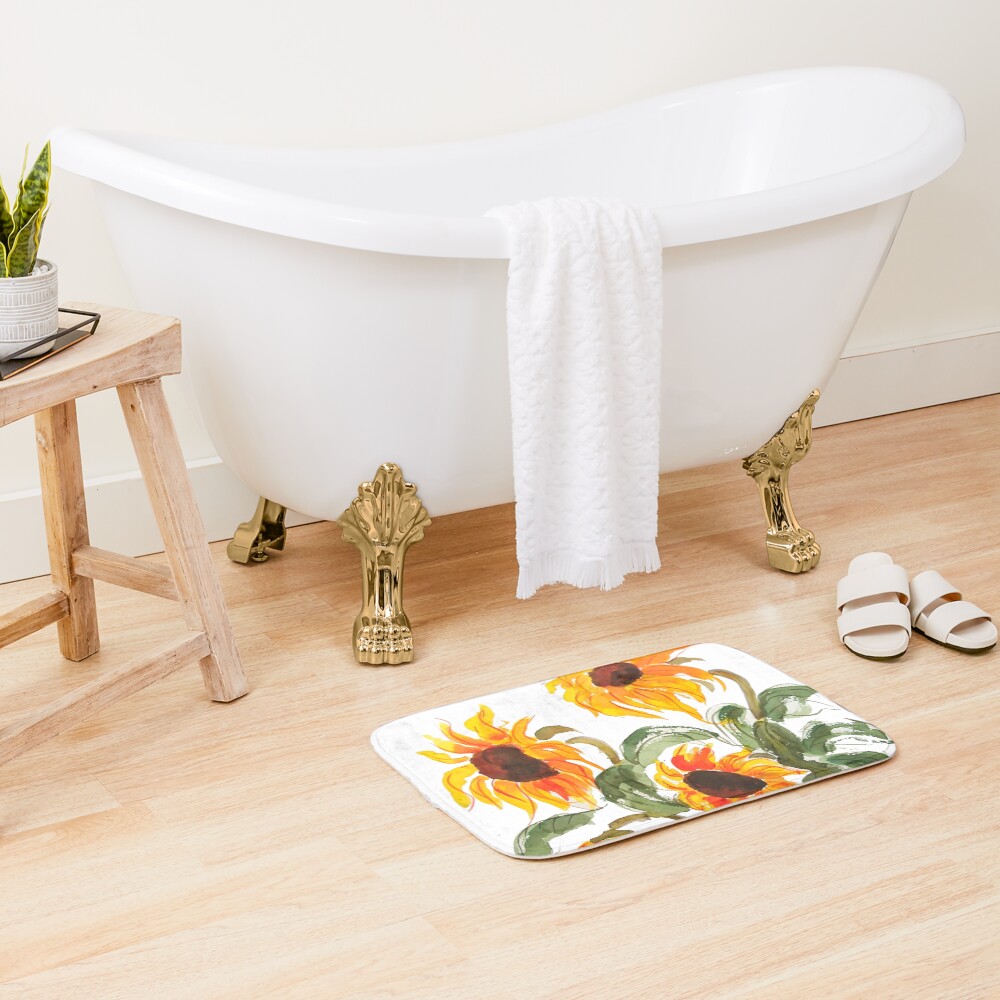 sunflower watercolor 2018 Bath Mat