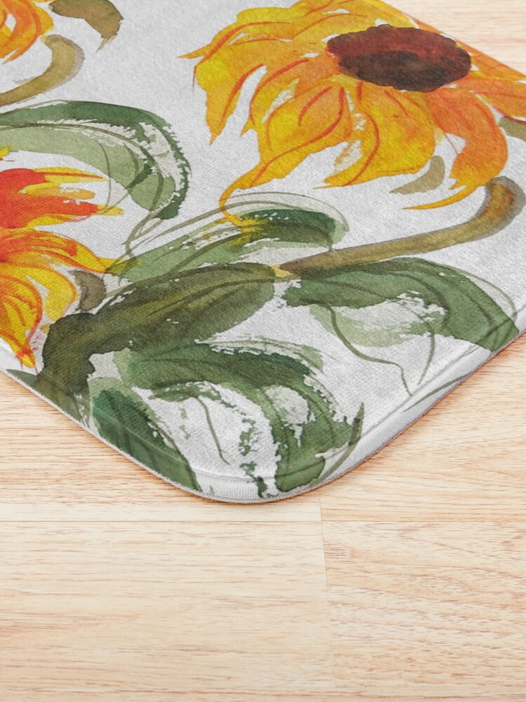 Alternate view of sunflower watercolor 2018 Bath Mat