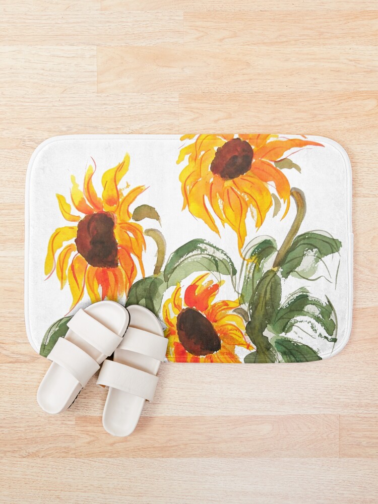 Alternate view of sunflower watercolor 2018 Bath Mat