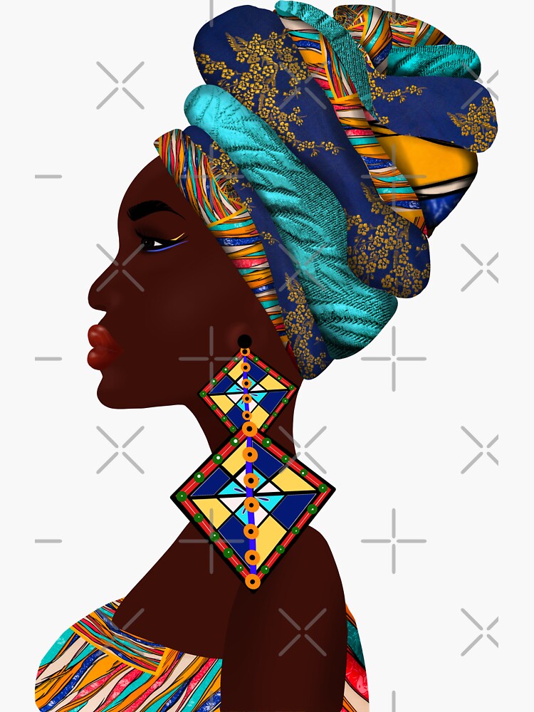 Aperçu 3 sur 3. Sticker avec l'œuvre Art de la femme africaine créée et vendue par bambino12345678.