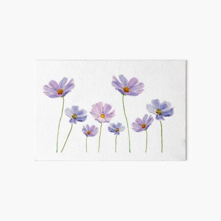 purple cosmos flowers watercolor Art Board Print