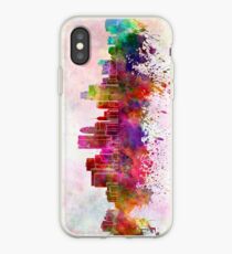 Minneapolis skyline in watercolor background iPhone Case