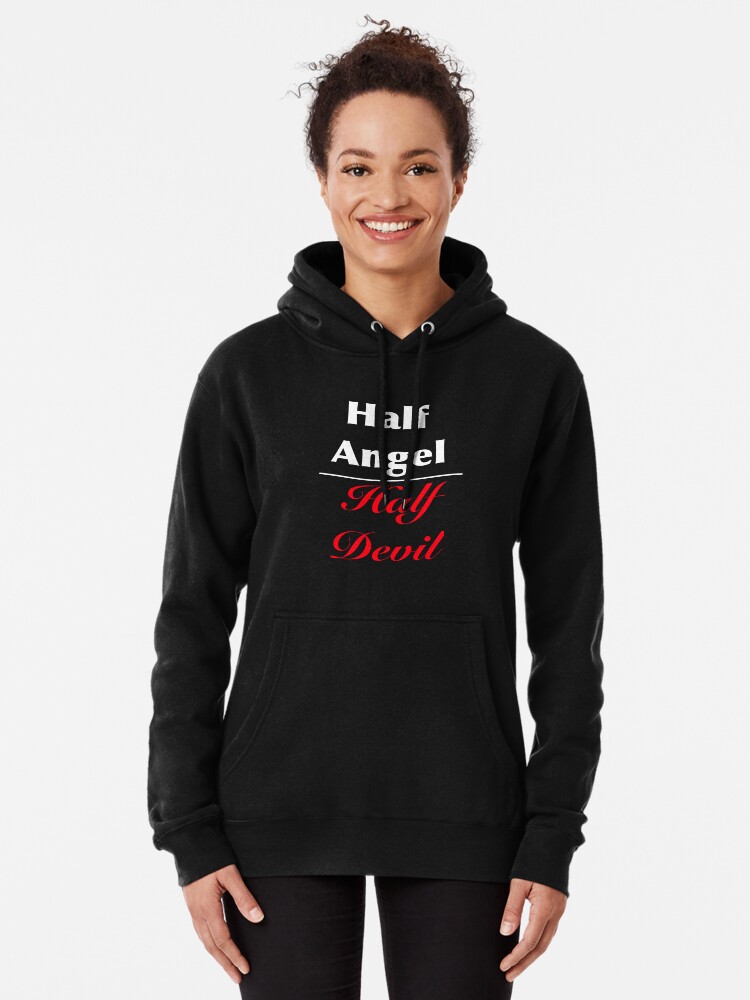 half black half red hoodie angel and devil