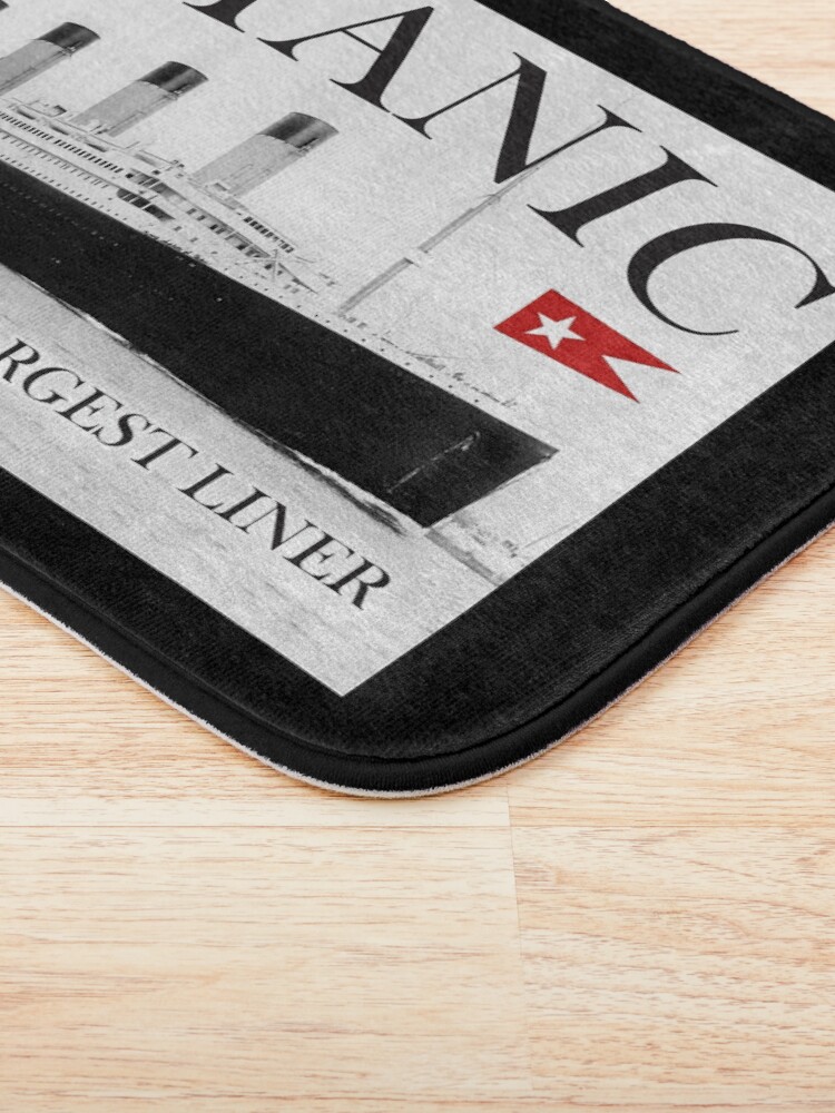 Alternate view of TITANIC, RMS Titanic, Cruise, Ship, Disaster. On Black. Bath Mat
