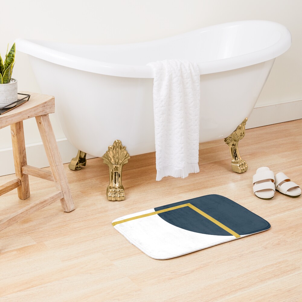 "Abstract Geometric Minimalist Navy Blue, Light Mustard Yellow, and