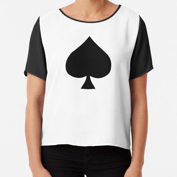 ACE. Ace of Spades, Black, Music, Motorbike, Hells Angels, Gang, Gamble, Cards, Black on White. Chiffon Top