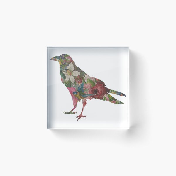 Botanical Crow Acrylic Block