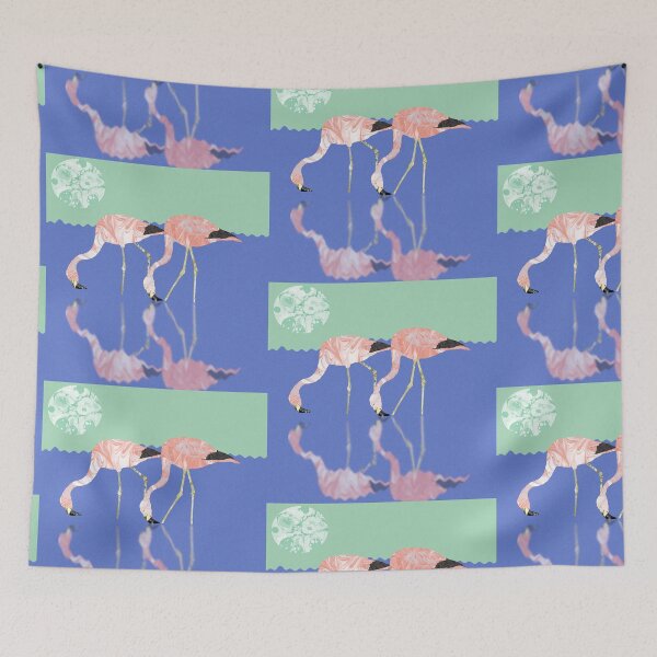 Item preview, Marbled Paper Wading Flamingos designed and sold by MarbleCloud.