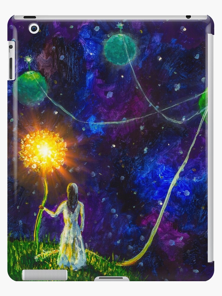 Threads of love. Princess and Little Prince. Love, planets and attraction  to each other. Original acrylic painting on canvas. | iPad Case & Skin