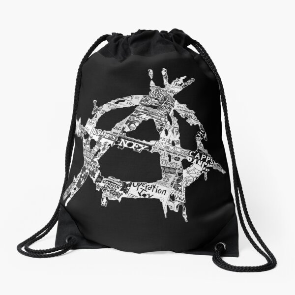 Punk Flyer Anarchy Symbol Drawstring Bag