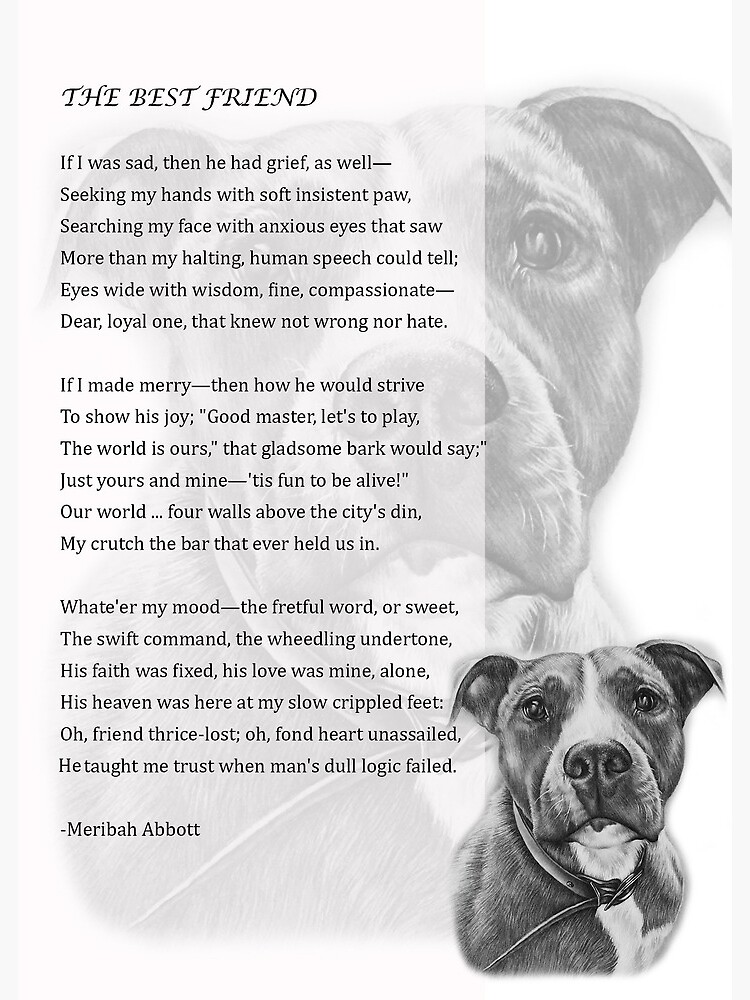 Pitbull Best Friend Pet Parent Dog Art Poem