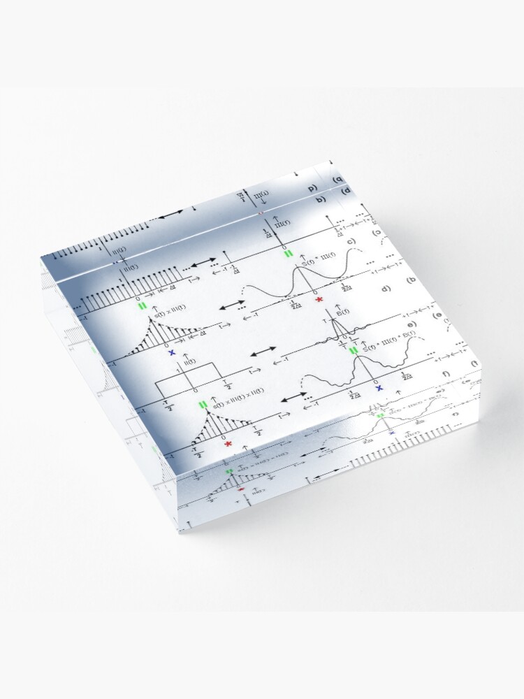 Alternate view of #Discrete #Fourier #Transform. #Diagram, graph, formula, chalk out, illustration, physics, graph plot, symbol, guidance, draft, sketch, science, research, scientific experiment Acrylic Block