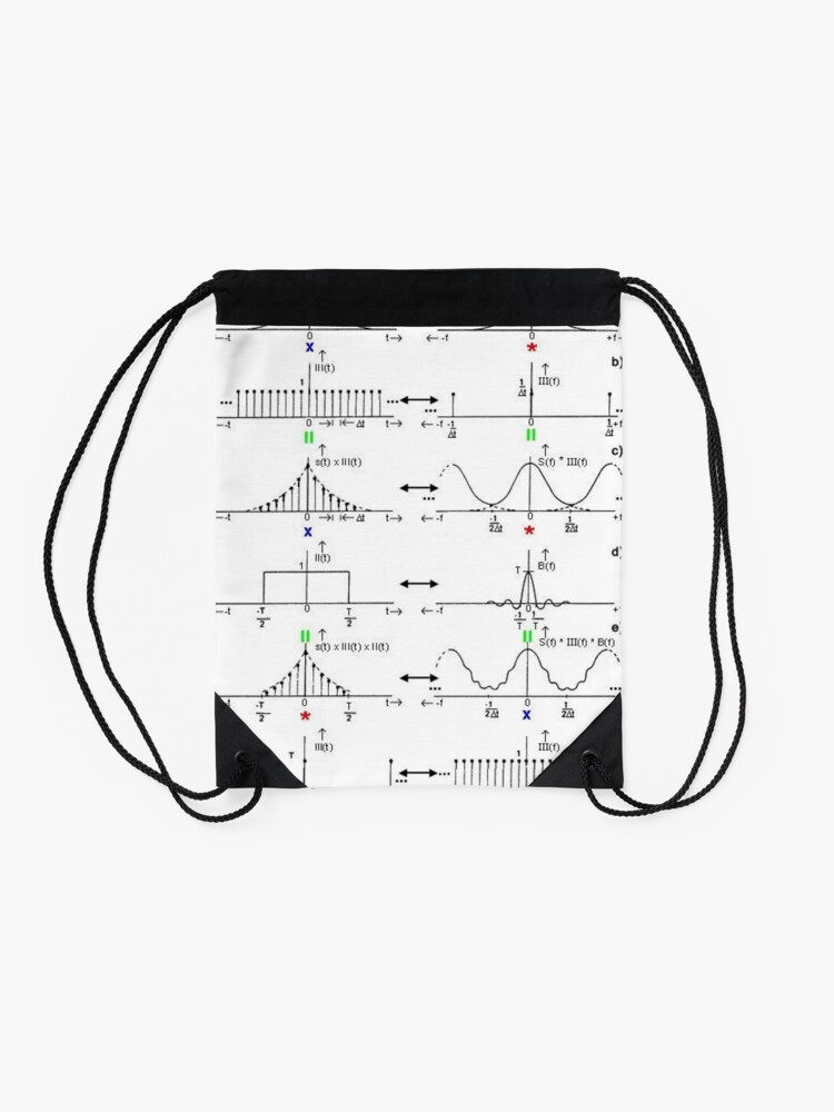 Alternate view of #Discrete #Fourier #Transform. #Diagram, graph, formula, chalk out, illustration, physics, graph plot, symbol, guidance, draft, sketch, science, research, scientific experiment Drawstring Bag