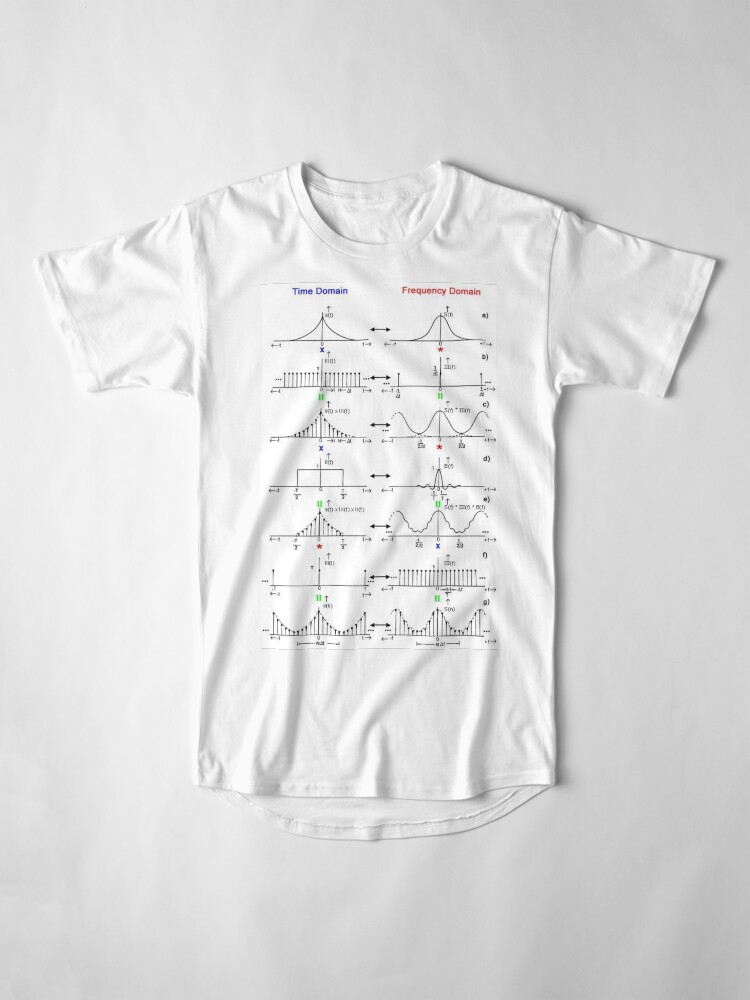 Alternate view of #Discrete #Fourier #Transform. #Diagram, graph, formula, chalk out, illustration, physics, graph plot, symbol, guidance, draft, sketch, science, research, scientific experiment Long T-Shirt